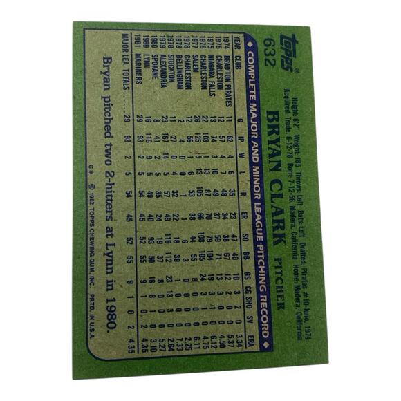 Bryan Clark Autograph Signed 1982 Donruss Seattle Mariners - Picture 2 of 2